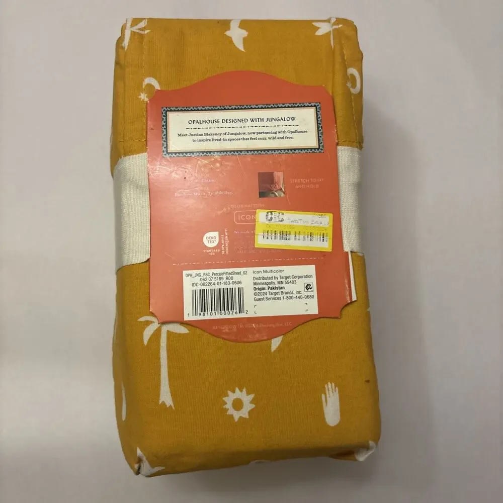 Opalhouse Jungalow Fitted Sheet Twin Mustard Yellow Cotton Percale